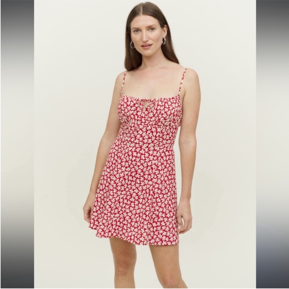 Reformation Felix red floral grenadine dress